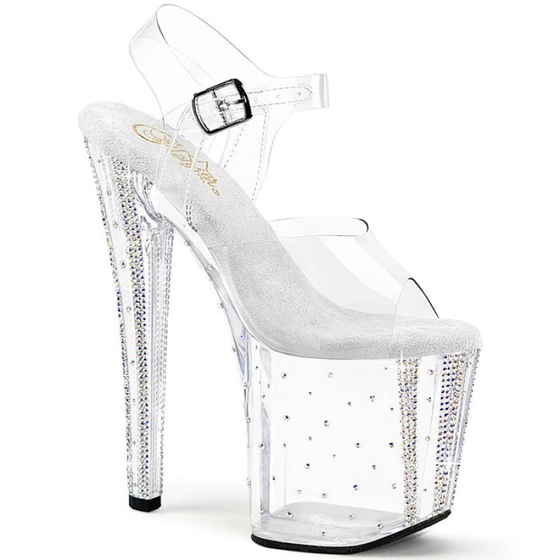 Pleaser Enchant-708RS-01 Sandaler Dame Clear | 987-YTBKCW