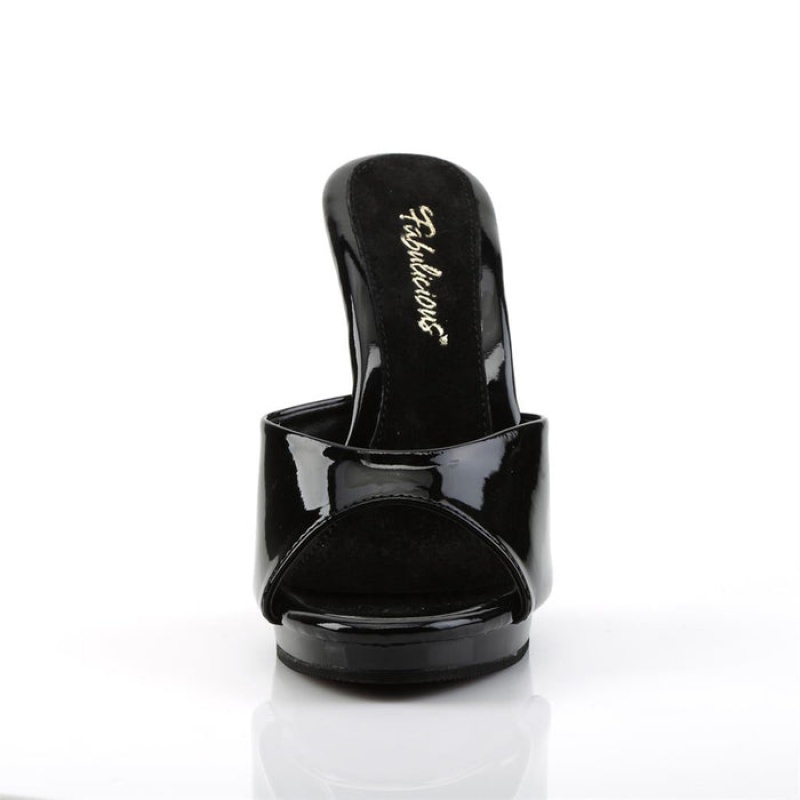 Pleaser Flair-401-2 Badesandaler Dame Svarte | 493-DQFTRM