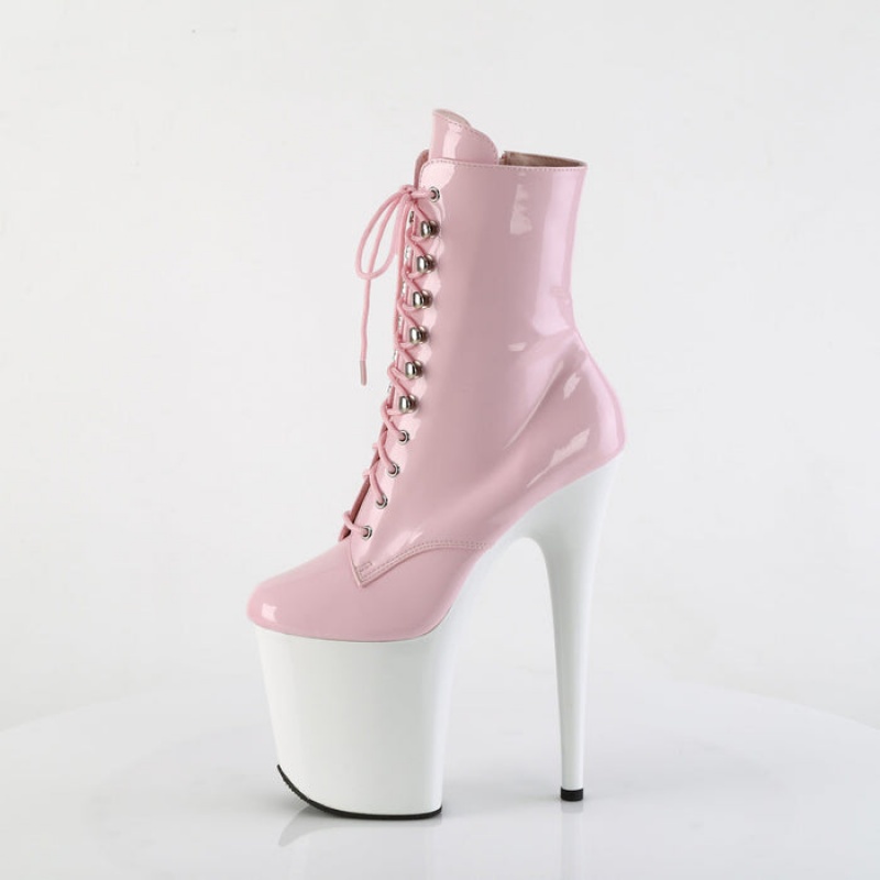 Pleaser Flamingo-1020 Støvler Dame Rosa Hvite | 307-JZNEHP