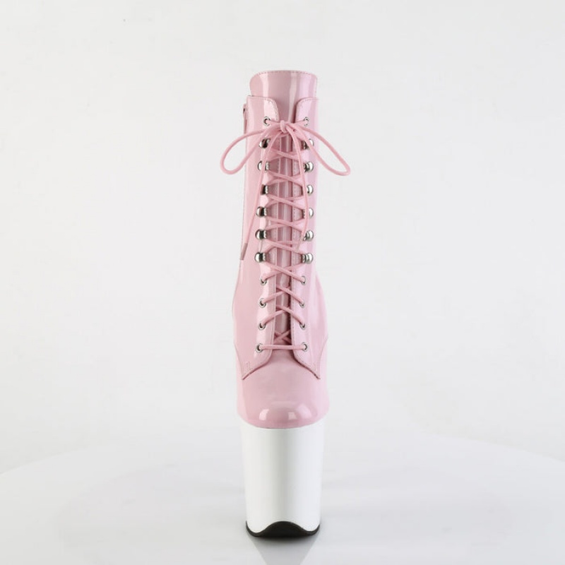 Pleaser Flamingo-1020 Støvler Dame Rosa Hvite | 307-JZNEHP