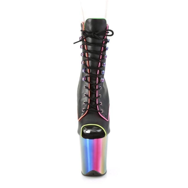 Pleaser Flamingo-1021RC-02 Støvler Dame Svarte Multicolor | 173-JTCEBQ