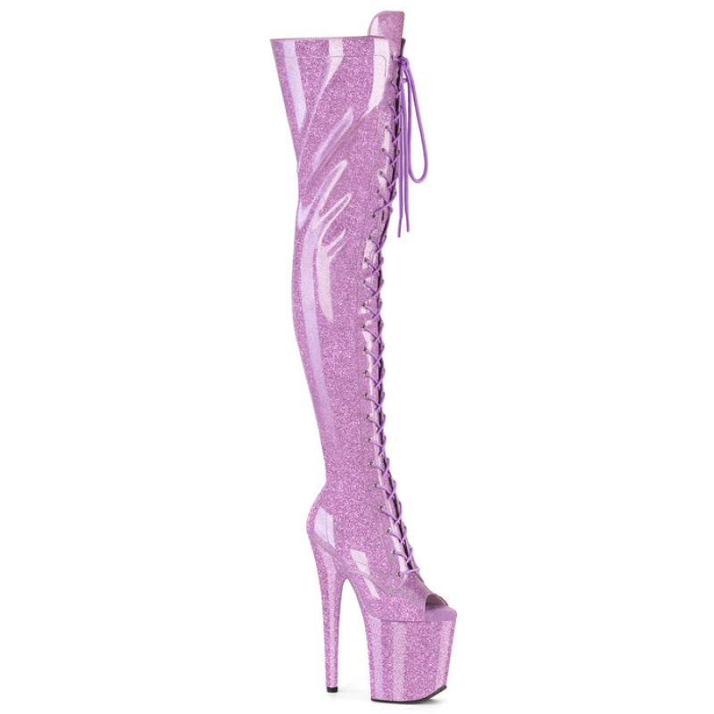 Pleaser Flamingo-3021GP Støvler Dame Lilla | 654-DKGHUR