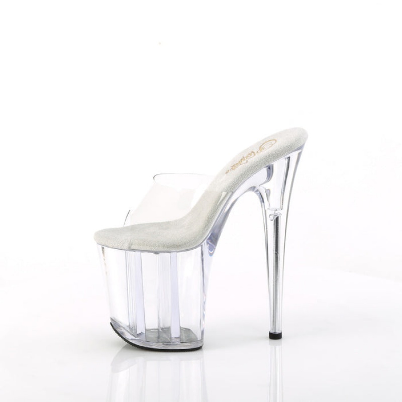 Pleaser Flamingo-801 Badesandaler Dame Clear | 134-NXPQFJ