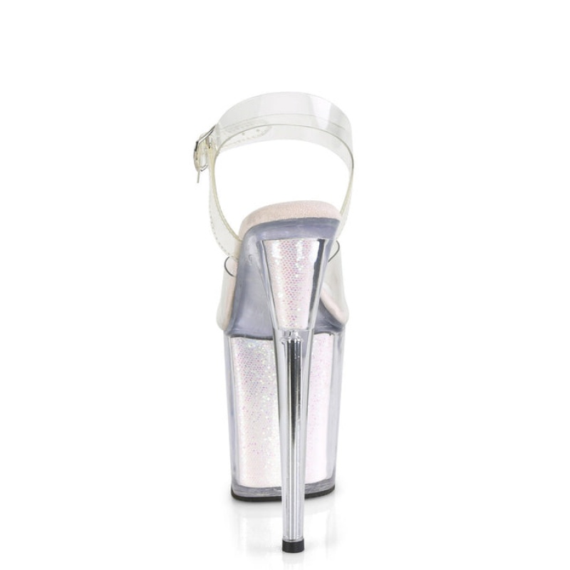 Pleaser Flamingo-808G Sandaler Dame Hvite | 457-YXAZPU