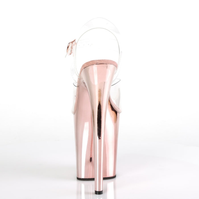 Pleaser Flamingo-808 Sandaler Dame Rosa Gull | 378-EHURXV