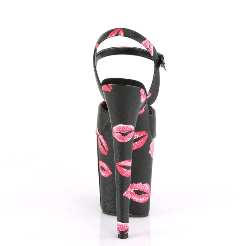 Pleaser Flamingo-809KISSES Sandaler Dame Svarte | 802-YXVEQN