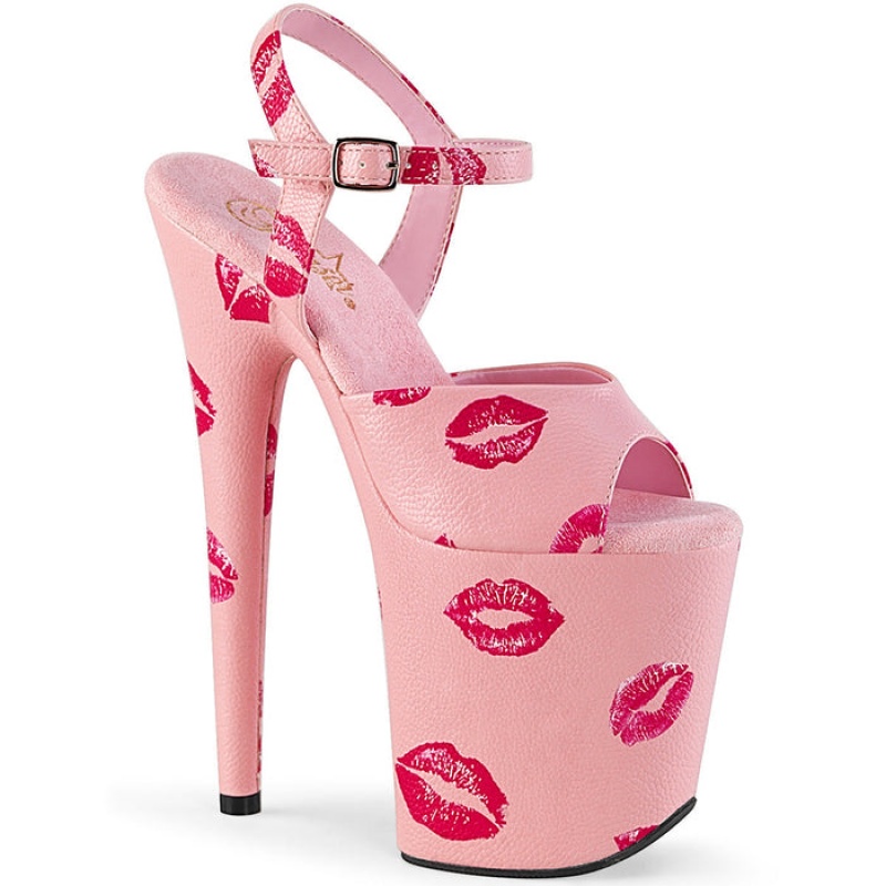 Pleaser Flamingo-809KISSES Sandaler Dame Rosa | 970-YJALFB