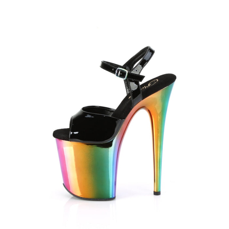 Pleaser Flamingo-809RC Sandaler Dame Svarte Multicolor | 185-LJEWNH