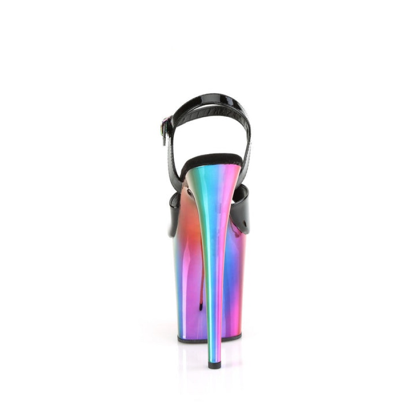 Pleaser Flamingo-809RC Sandaler Dame Svarte Multicolor | 185-LJEWNH