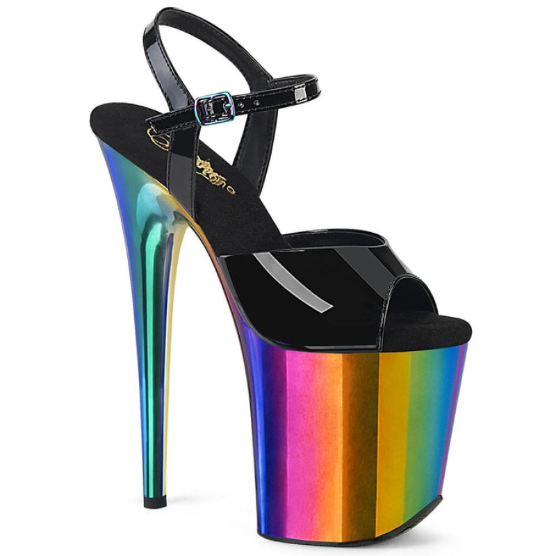 Pleaser Flamingo-809RC Sandaler Dame Svarte Multicolor | 185-LJEWNH