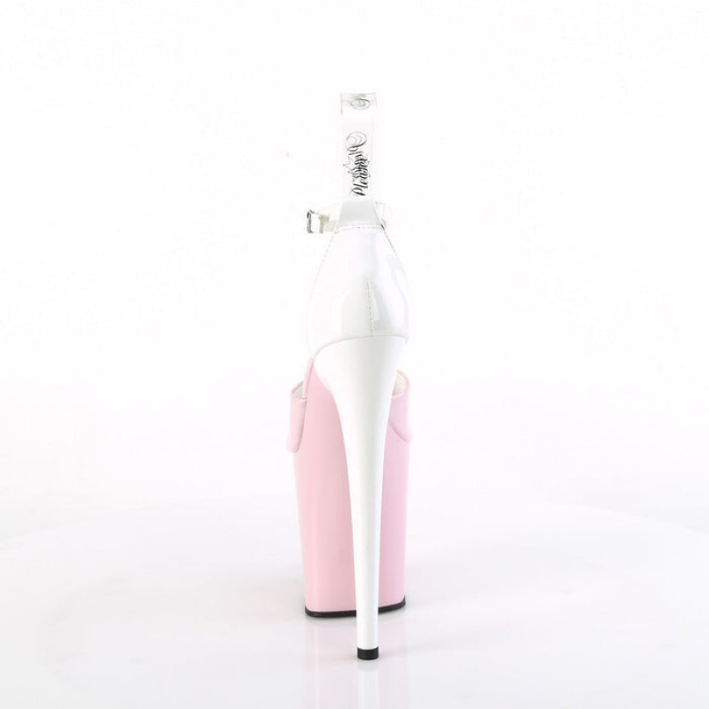 Pleaser Flamingo-868 Sandaler Dame Rosa Hvite | 910-RKBCHG