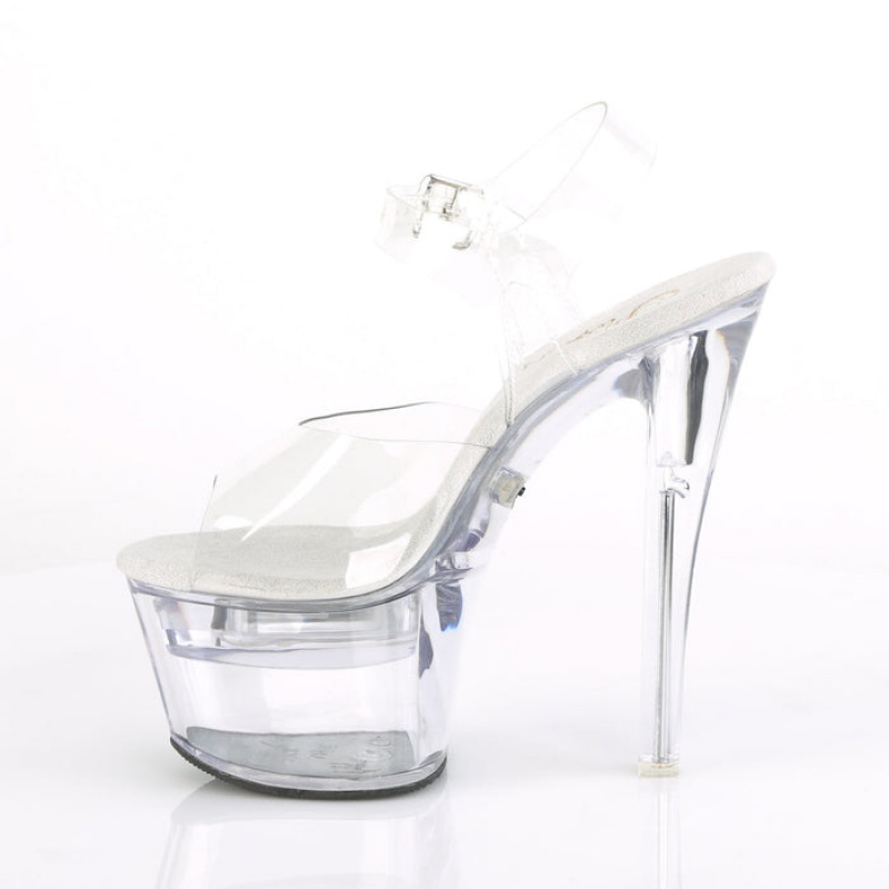 Pleaser Flashdance-708 Sandaler Dame Clear | 516-IQOBCP