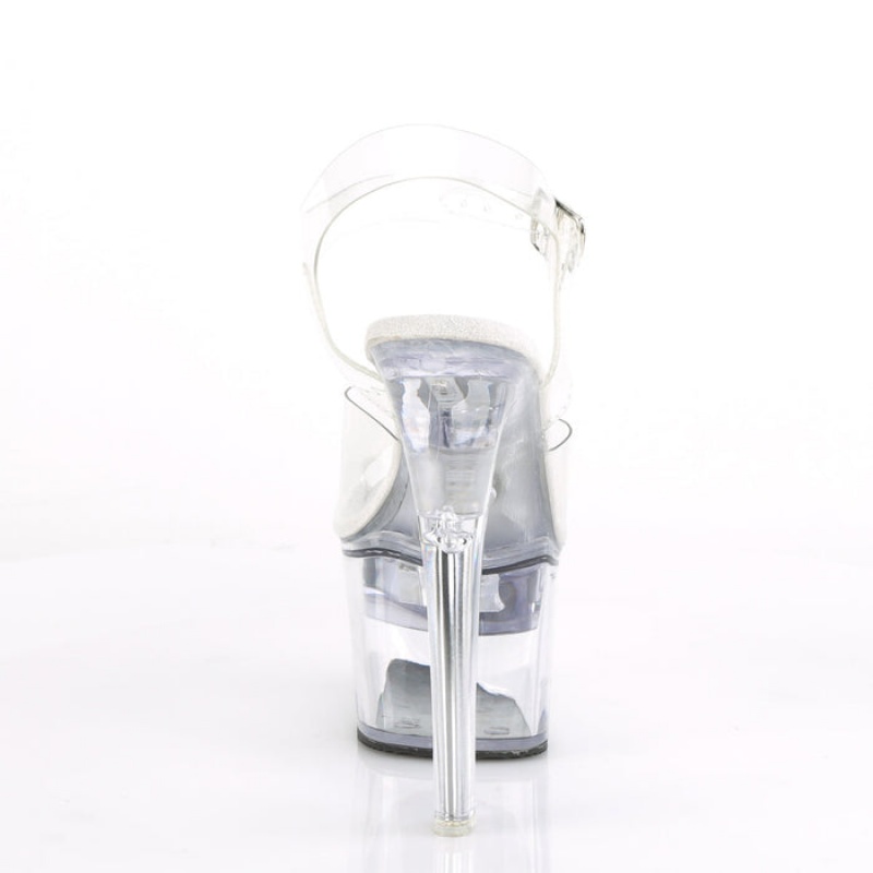 Pleaser Flashdance-708 Sandaler Dame Clear | 516-IQOBCP