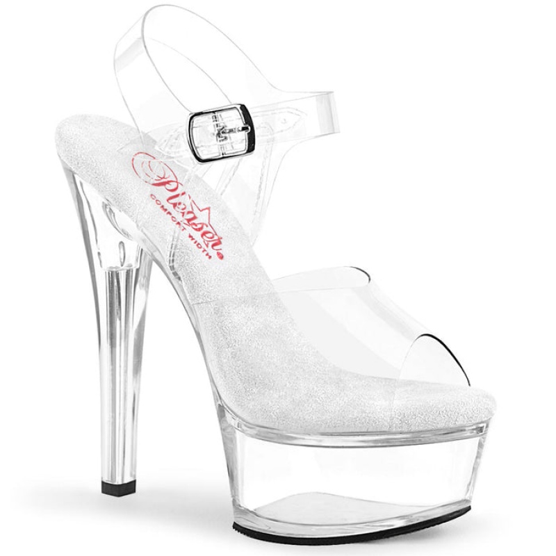 Pleaser Gleam-608 Sandaler Dame Clear | 052-QREYUX