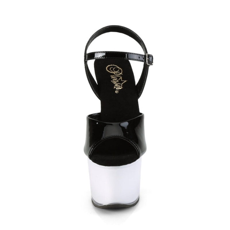 Pleaser Illuminator-709 Sandaler Dame Svarte Hvite | 963-TYPSHO