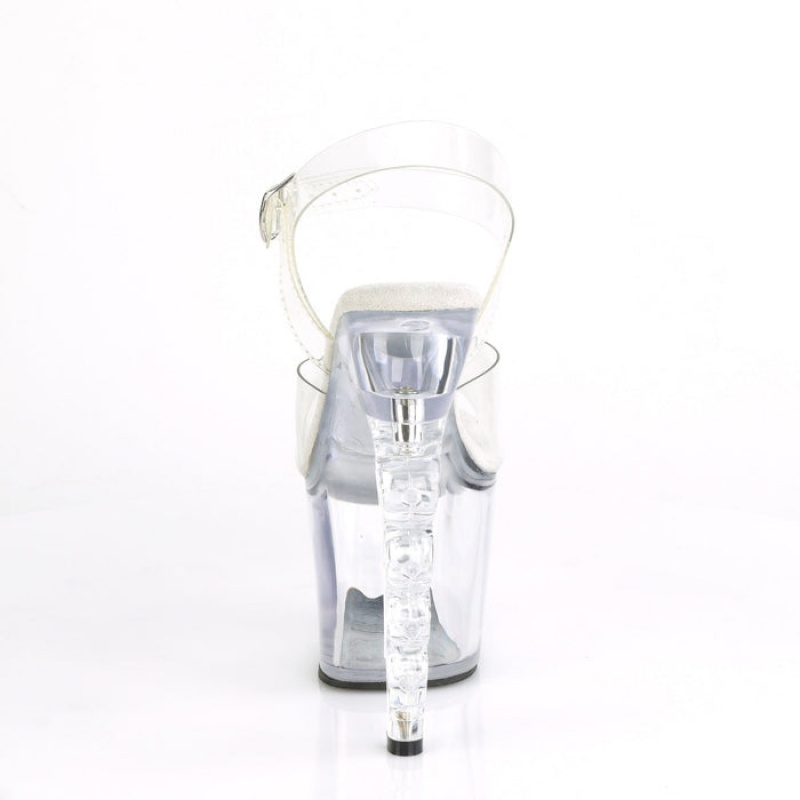 Pleaser Irongrip-708 Sandaler Dame Clear | 267-KPEVYL