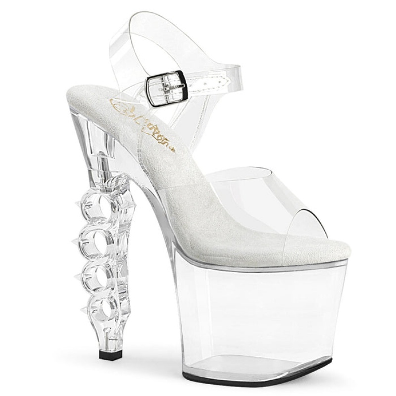 Pleaser Irongrip-708 Sandaler Dame Clear | 267-KPEVYL