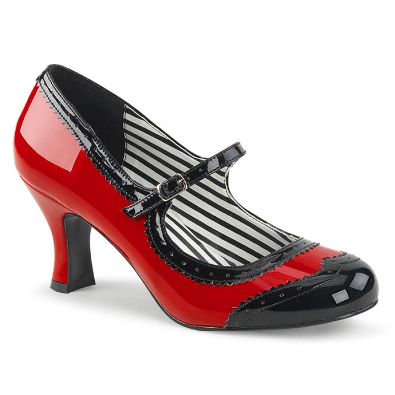 Pleaser Jenna-06 Pumps Dame Rød Svarte | 894-HPVDKZ