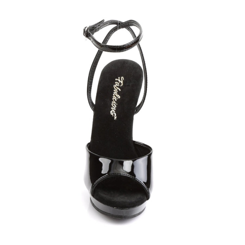 Pleaser Lip-125 Sandaler Dame Svarte | 957-HJPRDT