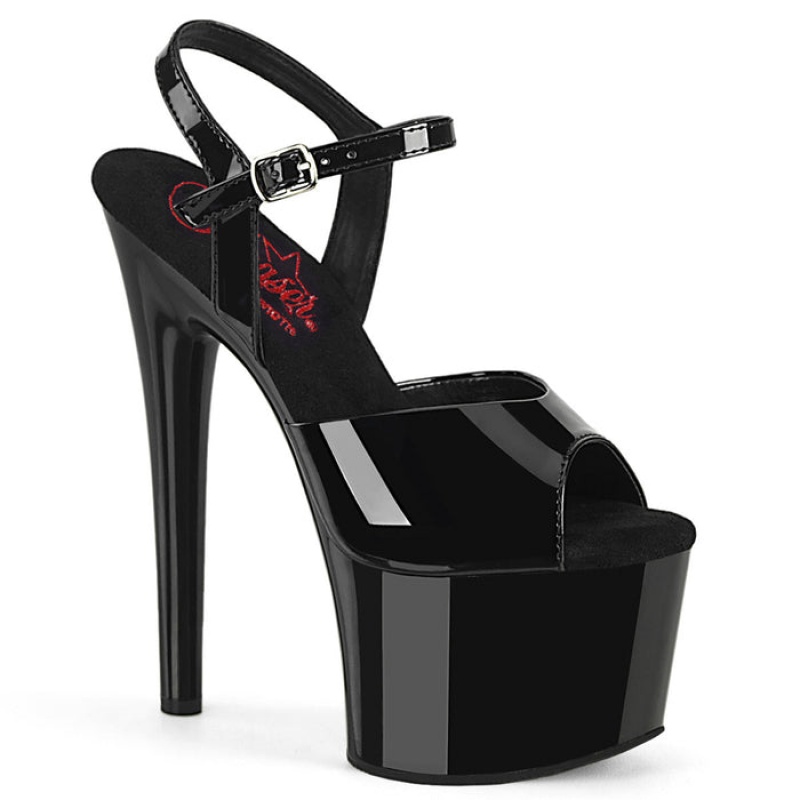 Pleaser Passion-709 Sandaler Dame Svarte | 789-KRQOZL