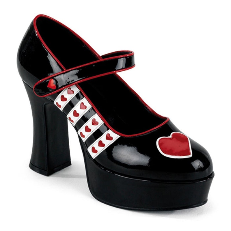 Pleaser Queen-55 Pumps Dame Svarte Hvite | 046-FUHAKR