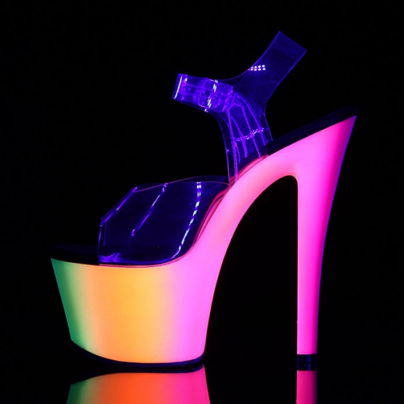 Pleaser Rainbow-308UV Sandaler Dame Multicolor | 742-ARYQUD