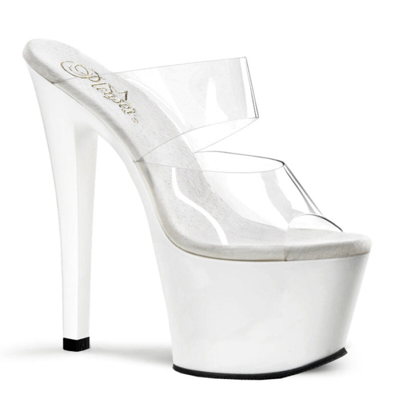 Pleaser Sky-302 Badesandaler Dame Hvite | 432-CAGXMT