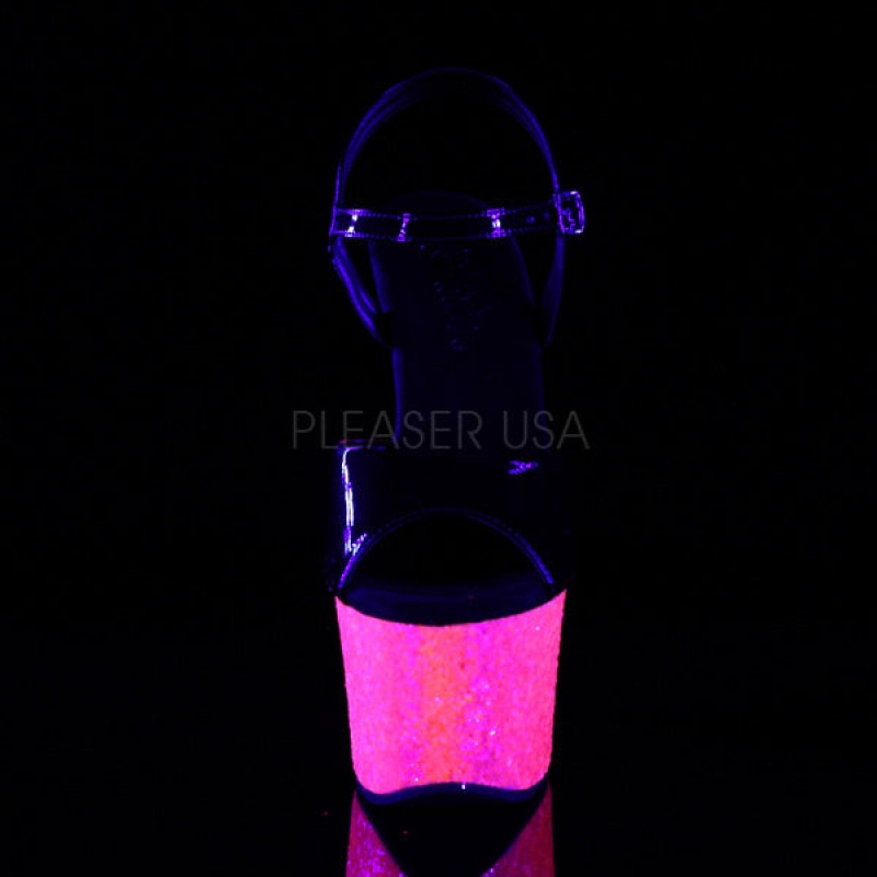 Pleaser Sky-309UVLG Sandaler Dame Svarte Rosa | 471-KBRPFD