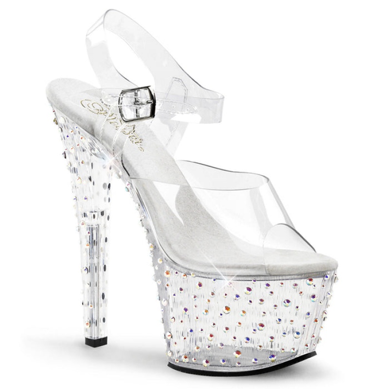 Pleaser Stardance-708 Sandaler Dame Clear | 785-SEQCIL