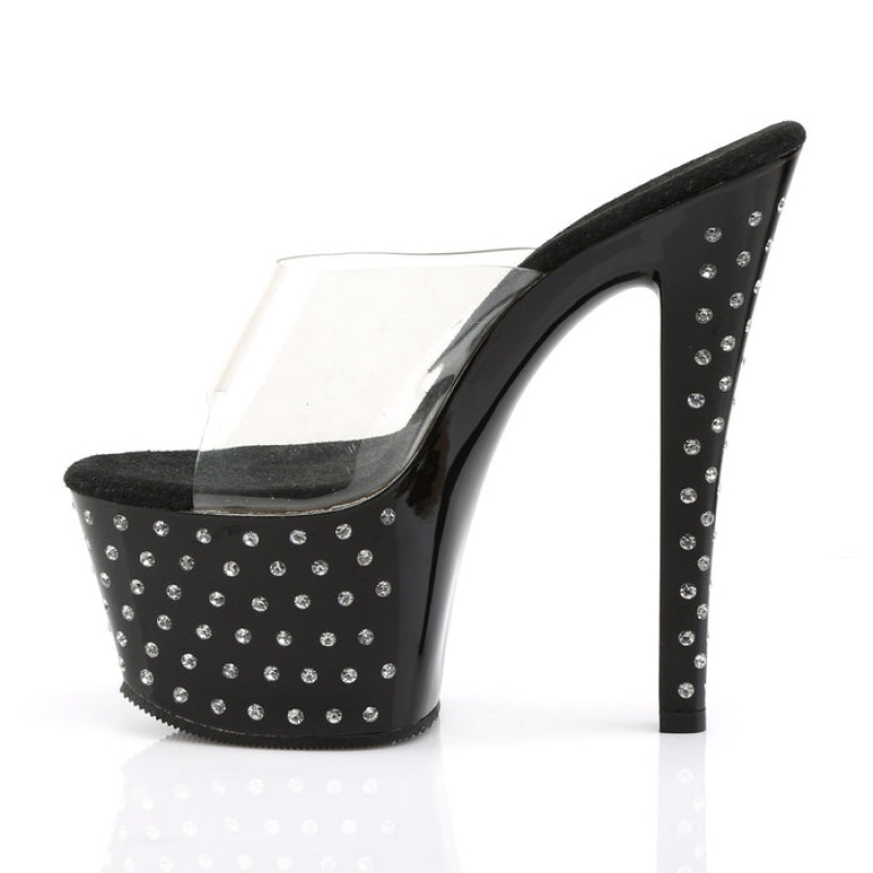 Pleaser Stardust-701 Badesandaler Dame Svarte | 235-HOEJVB