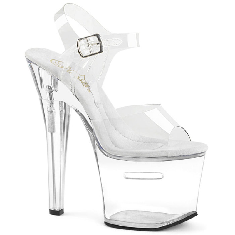 Pleaser Tipjar-708RAD Sandaler Dame Clear | 186-CLBFWK