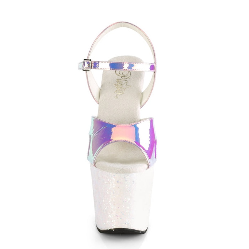 Pleaser Unicorn-711LG Sandaler Dame Lilla Hvite | 935-HWJCGR