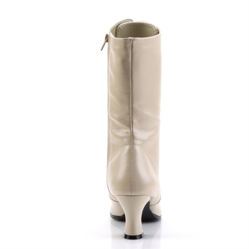 Pleaser Victorian-120 Støvler Dame Beige | 015-BCUTWR