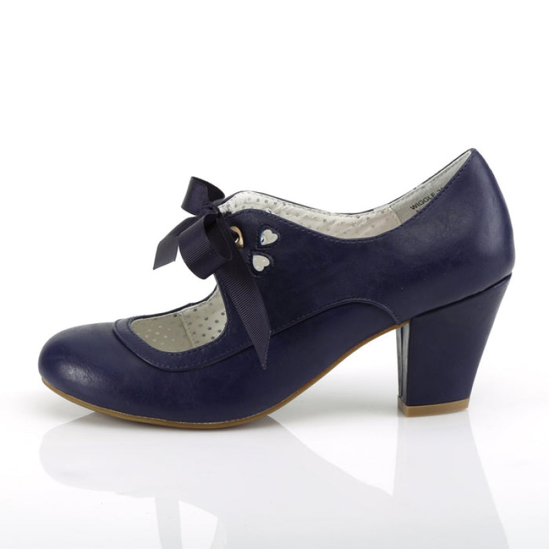 Pleaser Wiggle-32 Pumps Dame Marineblå | 780-EBWDPK