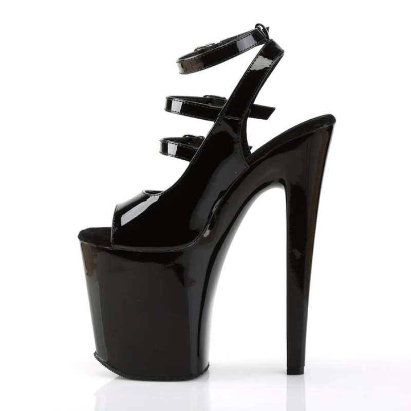 Pleaser Xtreme-873 Slingbacks Dame Svarte | 620-XZEFCR